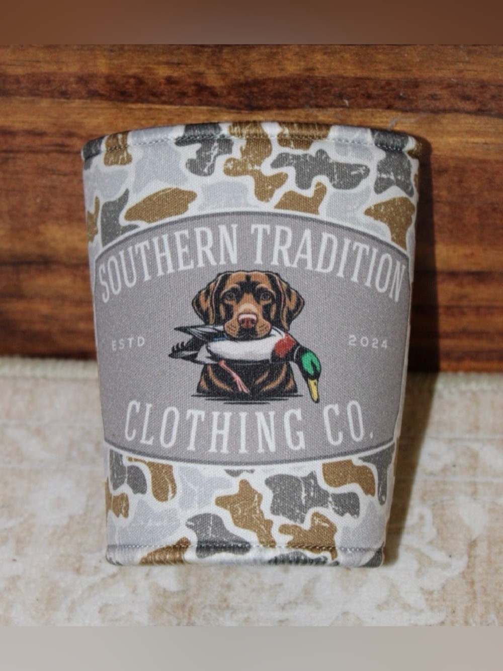 Southern Tradition Co Camo Lab with Duck Can Koozie